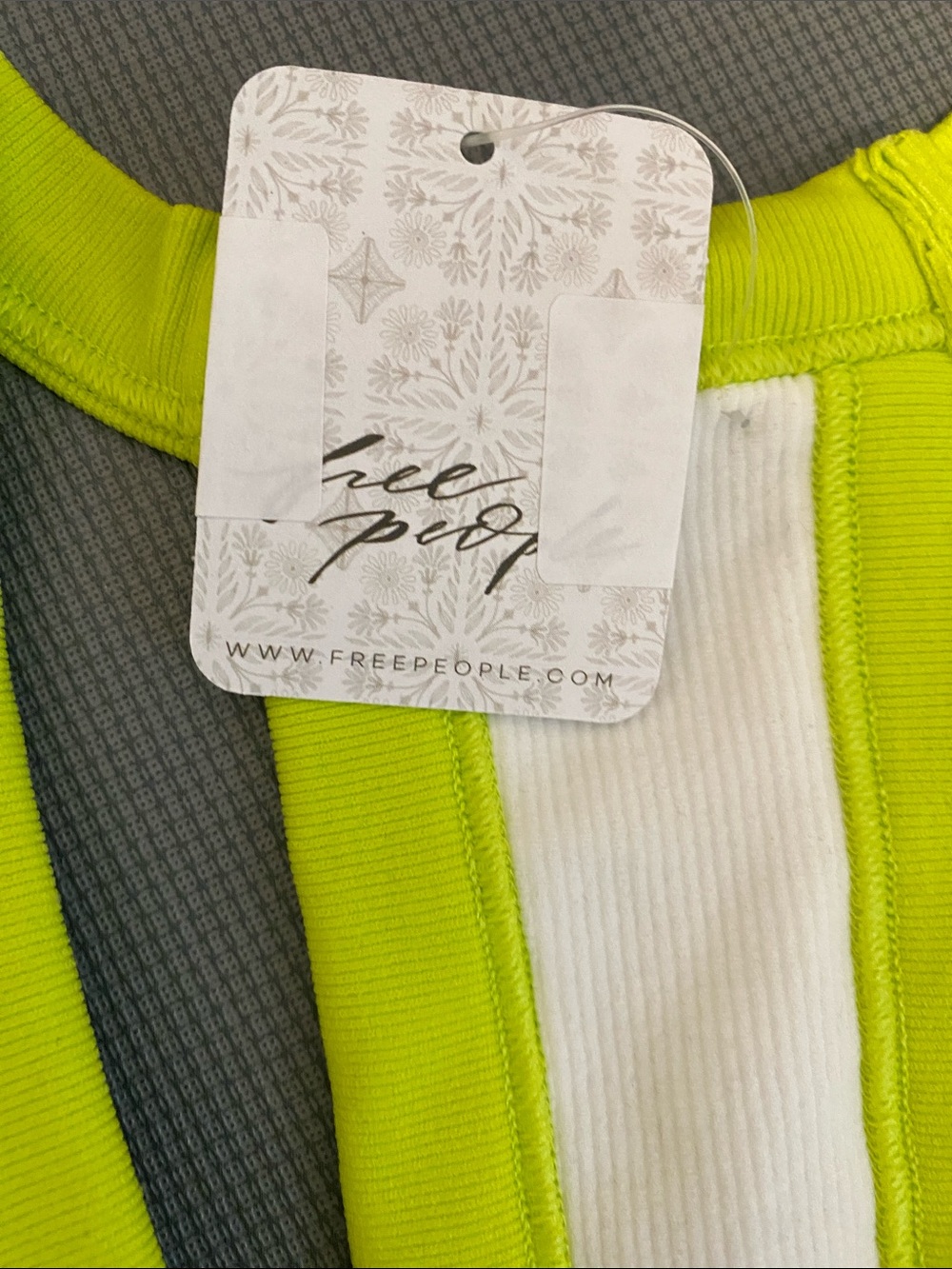 FP Movement by Free People White Ribbed Tank with Lime Trim - Picture 4 of 5